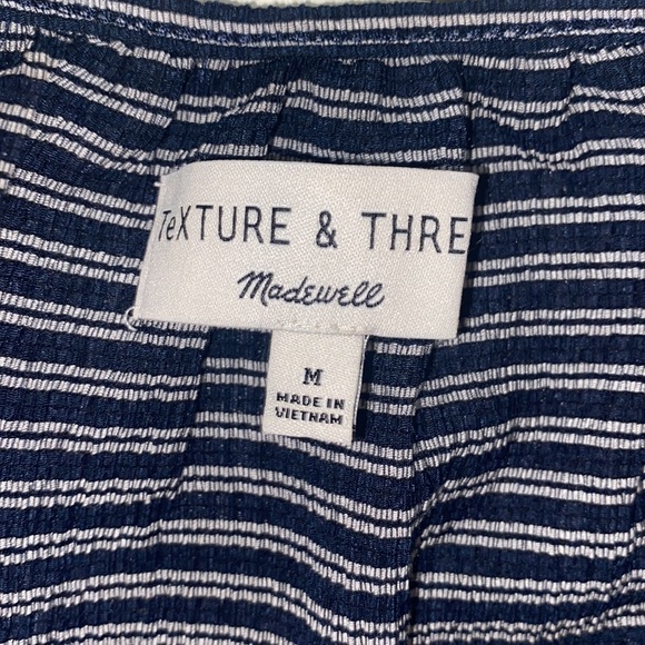 Texture & Thread Madewell Stripe Peasant Visit Top Deep Navy Ellis Stripe- Sz M - Picture 8 of 10